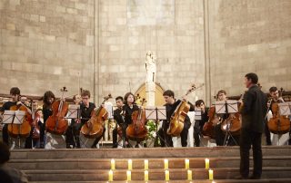18 violoncellos playing El Cant dels ocells